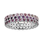 Stacks And Stones Sterling Silver Amethyst, Rhodolite Garnet And Pink Tourmaline Eternity Stack Ring Set, Women's, Size: 10, Multicolor