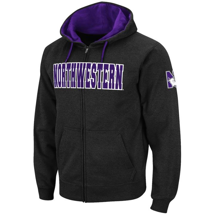 Men's Northwestern Wildcats Full-zip Fleece Hoodie, Size: Xl, Light Grey