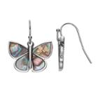 Mudd&reg; Simulated Abalone Butterfly Drop Earrings, Teens, Silver