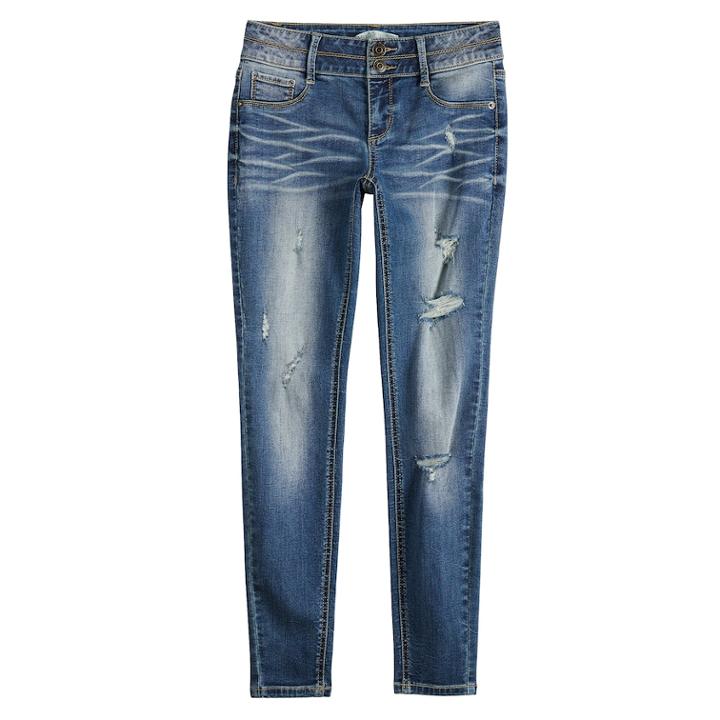 Girls 7-16 Mudd&reg; Flx Denim Leggings, Size: 10, Dark Blue