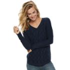 Women's Sonoma Goods For Life&trade; Geometric Twist Cable-knit Sweater, Size: Medium, Dark Blue