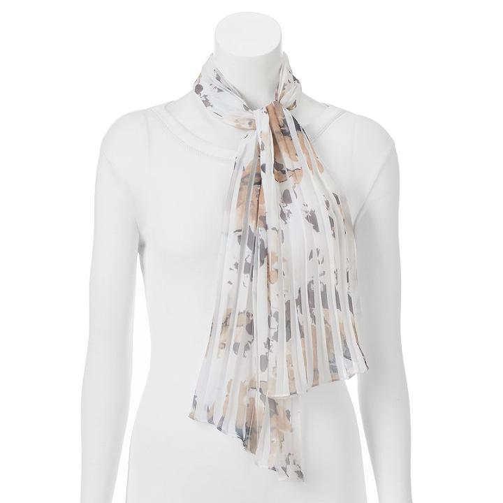 Apt. 9&reg; Watercolor Floral Pleated Skinny Scarf, Women's, Dark Brown