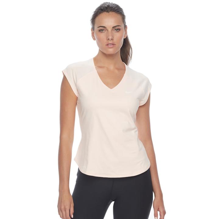 Women's Nike Pure V-neck Workout Top, Size: Xl, Dark Pink