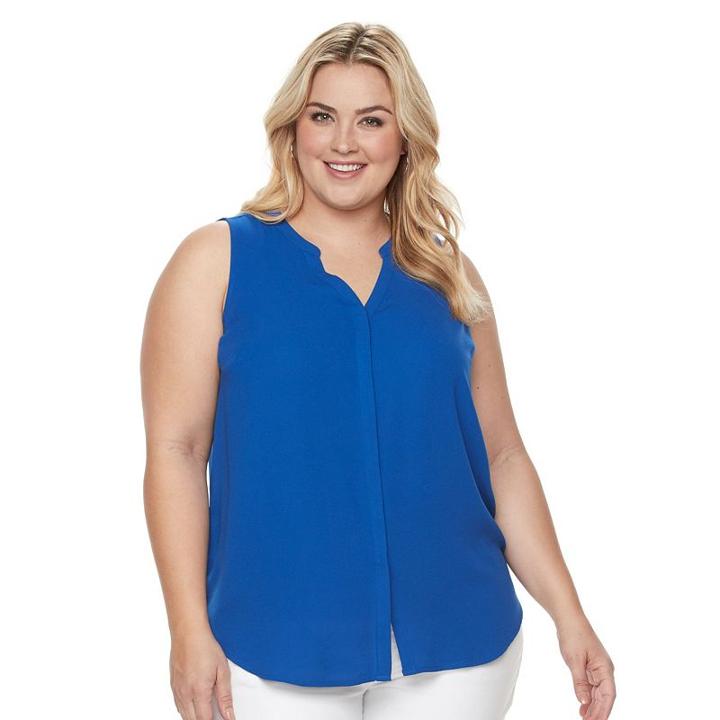 Plus Size Apt. 9&reg; Pleated Crepe Tank, Women's, Size: 3xl, Blue