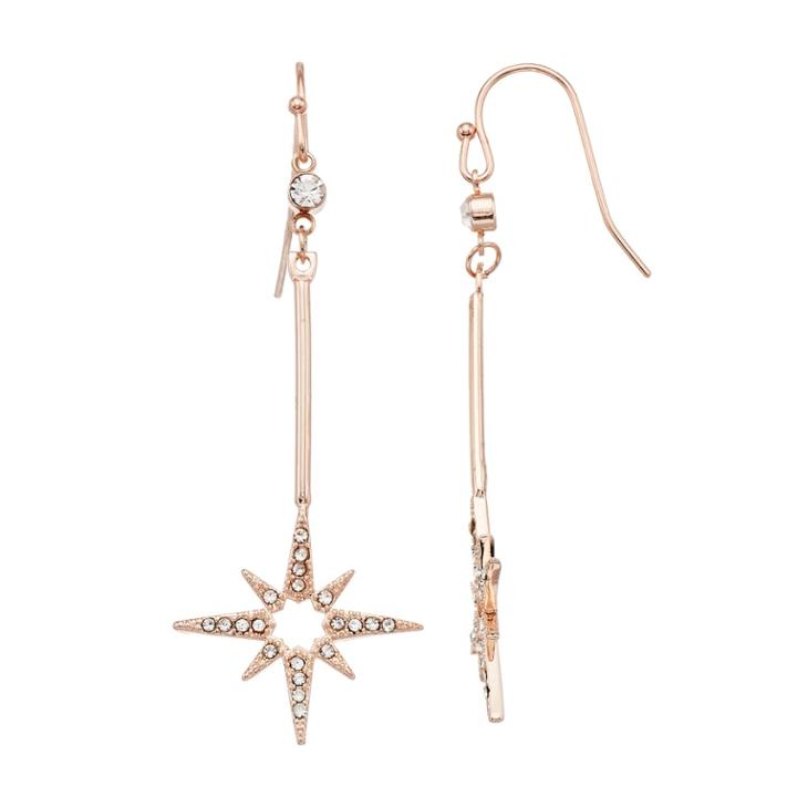 Lc Lauren Conrad Pave Star Drop Earrings, Women's, Light Red