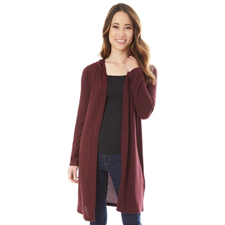 Juniors' Iz Byer Hooded Duster Cardigan, Teens, Size: Medium, Drk Purple