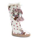 Muk Luks Women's Reindeer Tassel Boot Slippers, Size: Small, White
