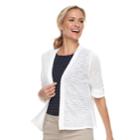 Women's Croft & Barrow&reg; Textured Crop Cardigan Sweater, Size: Medium, White