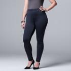 Plus Size Simply Vera Vera Wang Fleece-lined Denim Leggings, Women's, Size: 1xl, Blue (navy)