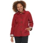 Petite Croft & Barrow&reg; Button Front Quilted Jacket, Women's, Size: L Petite, Dark Red