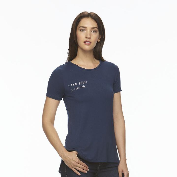 Women's Apt. 9&reg; High-low Graphic Tee, Size: Medium, Blue