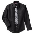Boys 8-20 Chaps Button-down Shirt And Tie Set, Boy's, Size: 18, Black