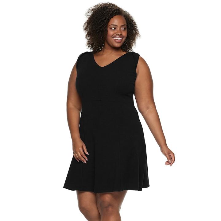 Plus Size Suite 7 Fit & Flare Dress, Women's, Size: 3xl, Black