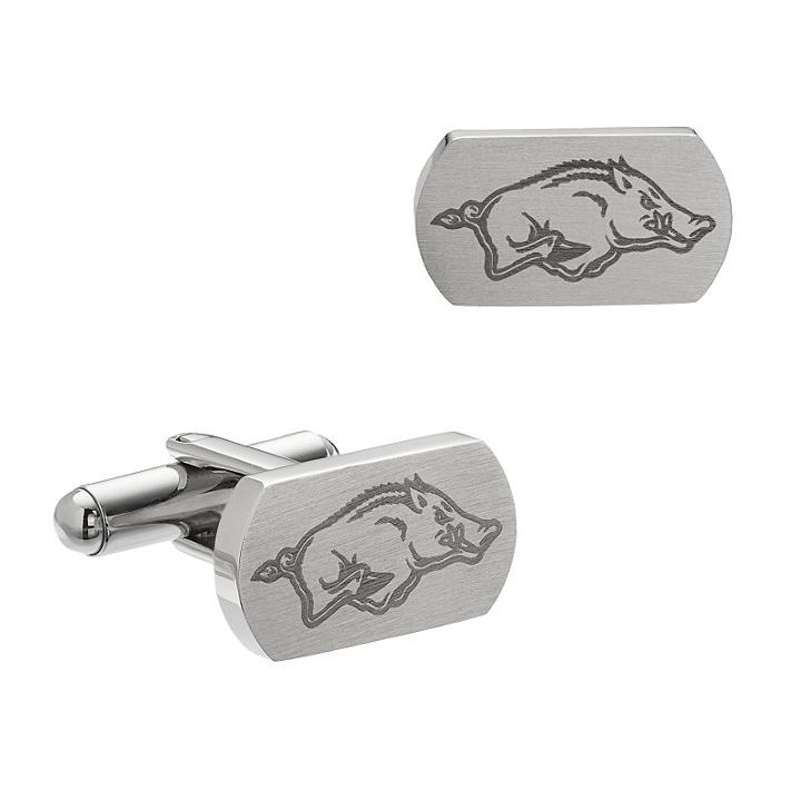 Fiora Stainless Steel Arkansas Razorbacks Cuff Links, Men's, Grey