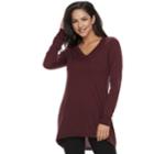 Women's Apt. 9&reg; High-low V-neck Tunic Sweater, Size: Xs, Red