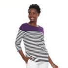 Women's Croft & Barrow&reg; Button-shoulder Boatneck Tee, Size: Medium, Drk Purple