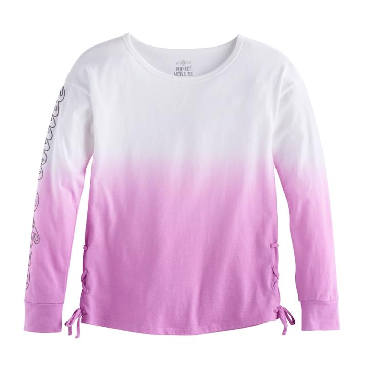 Girls 7-16 So&reg; Drop Shoulder Lace-up Side Tee, Size: 16, Lt Purple