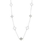 Sterling Silver Mother-of-pearl Clover Long Station Necklace, Women's, White