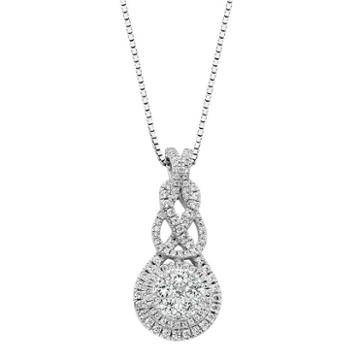 Diamond Splendor Sterling Silver Cubic Zirconia Halo Pendant, Women's, White