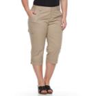 Plus Size Gloria Vanderbilt Mae Twill Cargo Capris, Women's, Size: 22 W, Lt Brown