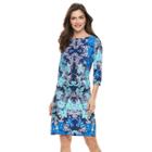 Women's Suite 7 Floral Scroll Shift Dress, Size: 12, Blue Other