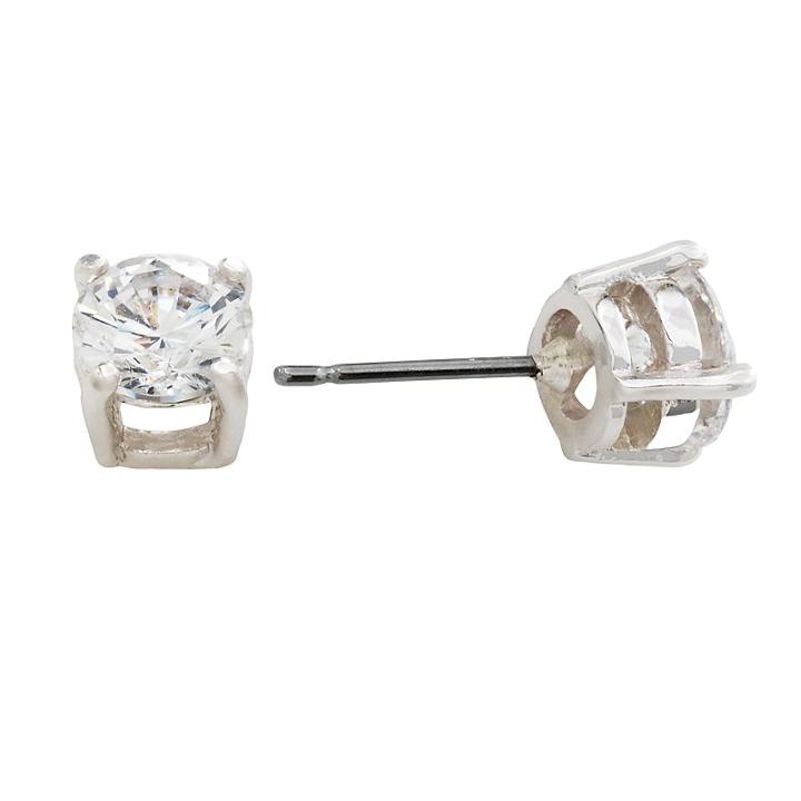 Napier Silver Tone Cubic Zirconia Stud Earrings, Women's, Grey