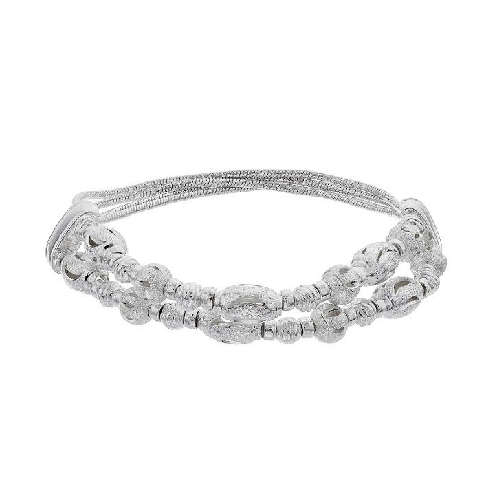 Napier Beaded Multi Strand Stretch Bracelet, Women's, Silver