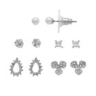 Napier Cubic Zirconia Cube & Teardrop Nickel Free Stud Earring Set, Women's, Silver