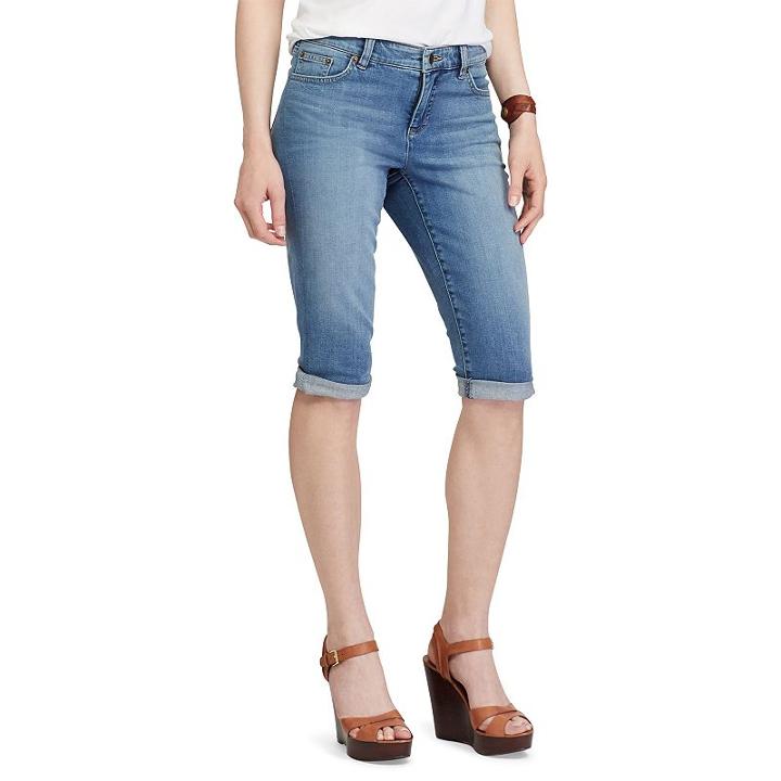 Women's Chaps Cuffed Twill Capris, Size: 2, Blue
