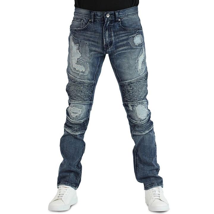 Men's Earl Jean Kimball Biker Tapered Stretch Denim Jeans, Size: 42x32, Dark Beige