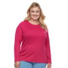 Plus Size Croft & Barrow&reg; Crewneck Tee, Women's, Size: 2xl, Dark Pink