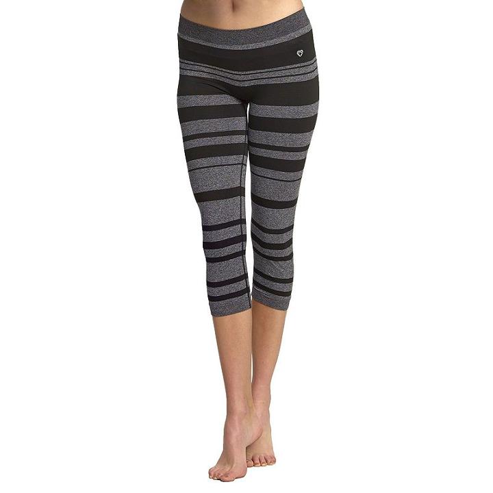 Women's Colosseum Striped Capri Yoga Leggings, Size: Xl, Black