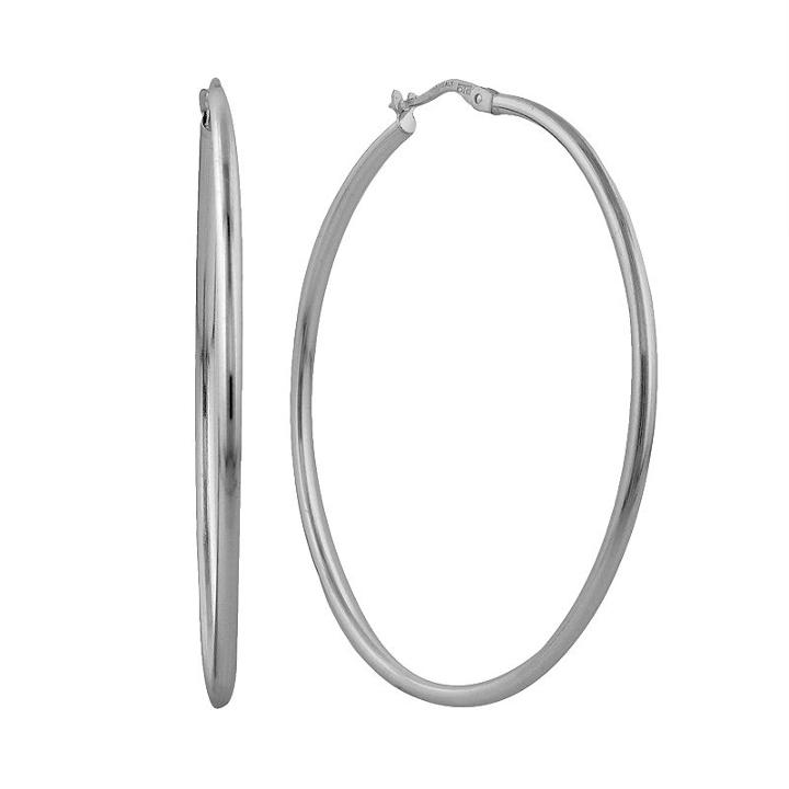 Sterling Silver Hoop Earrings, Women's, Grey