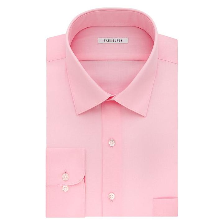 Men's Van Heusen Regular-fit Lux Sateen Dress Shirt, Size: 18 36/37, Light Pink