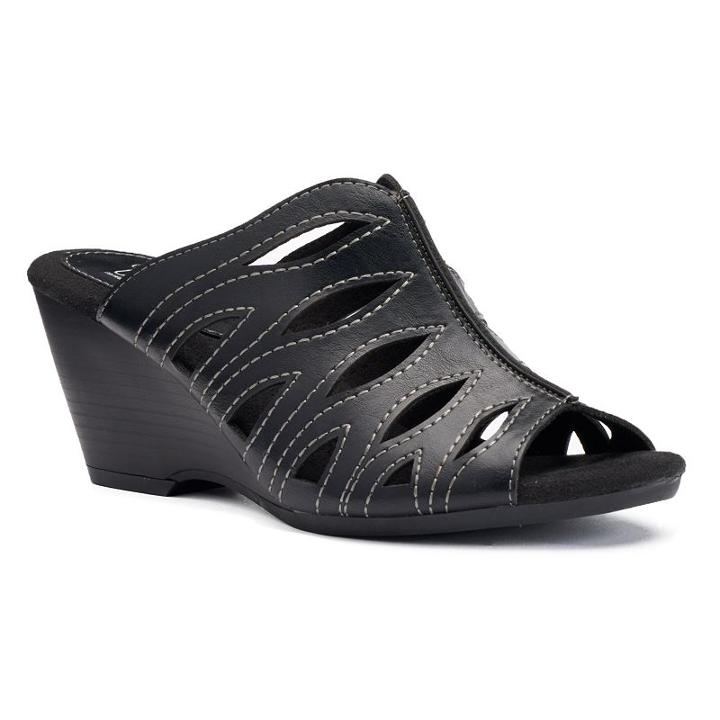 Croft & Barrow&reg; Women's Ortholite Stacked Wedge Sandals, Size: 7.5, Black