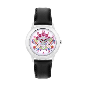 Disney Pixar Coco Kids' Sugar Skull & Guitars Leather Watch, Girl's, Size: Medium, Black