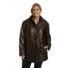 Plus Size Excelled Hooded Leather Parka, Women's, Size: 1xl, Brown