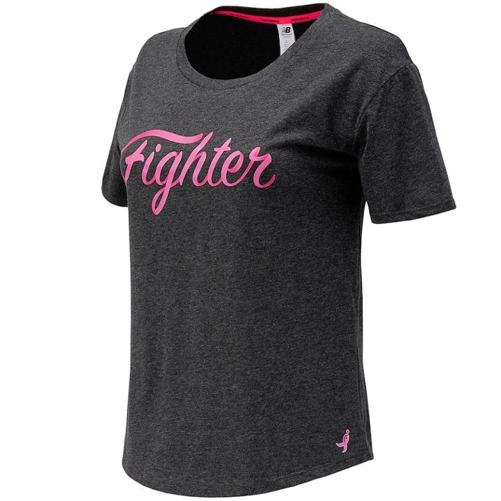 Women's New Balance Lace Up For The Cure Heather Tech Short Sleeve Graphic Tee, Size: Medium, Dark Grey