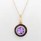 10k Gold 1/10-ct. T.w. Diamond, Rose De France And Smoky Quartz Pendant, Women's, Size: 18, Purple