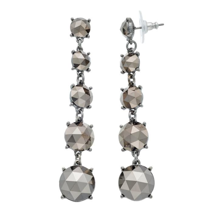 Simply Vera Vera Wang Faceted Nickel Free Graduated Linear Earrings, Women's, Black