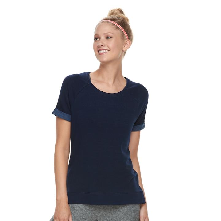 Women's Tek Gear&reg; Terry Short Sleeve Top, Size: Large, Dark Blue