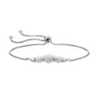 Sterling Silver Simulated Opal Bead Bolo Bracelet, Women's, Size: 9, White