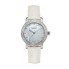 Burgi Women's Reed Crystal Leather Watch, White