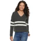 Juniors' Pink Republic Striped Sweater, Teens, Size: Large, Grey