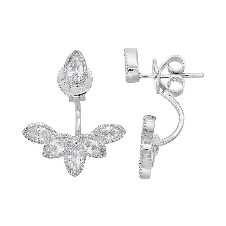 Primrose Sterling Silver Cubic Zirconia Front Back Earrings, Women's, White