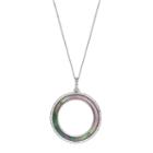 Sterling Silver Abalone & Cubic Zirconia Circle Pendant, Women's, Size: 18, Black