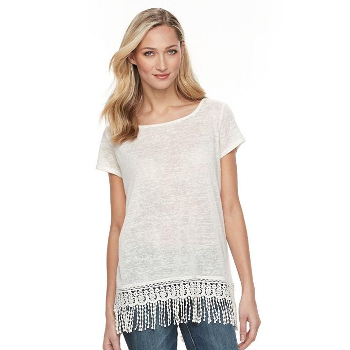 Women's Kate And Sam Crochet-back Scoopneck Top, Size: Small, Natural