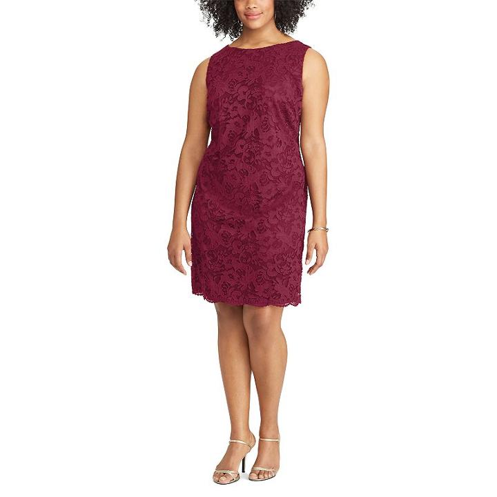 Plus Size Chaps Lace Shift Dress, Women's, Size: 24 W, Red/coppr (rust/coppr)