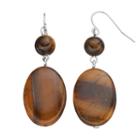 Chaps Simulated Tiger's Eye Nickel Free Oval Drop Earrings, Women's, Brown
