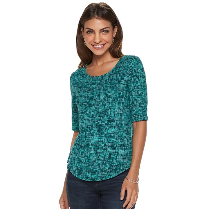 Petite Apt. 9&reg; Elbow Sleeve Tee, Women's, Size: L Petite, Dark Green